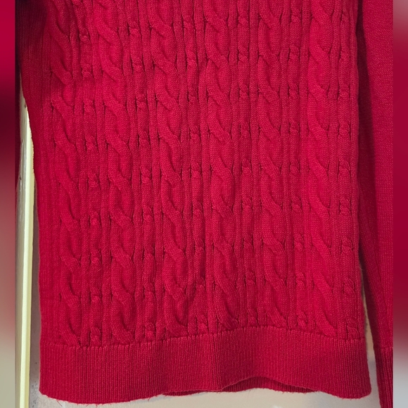 Women's Talbots Red Cable Knit Crewneck Sweater, Size S - Picture 11 of 15